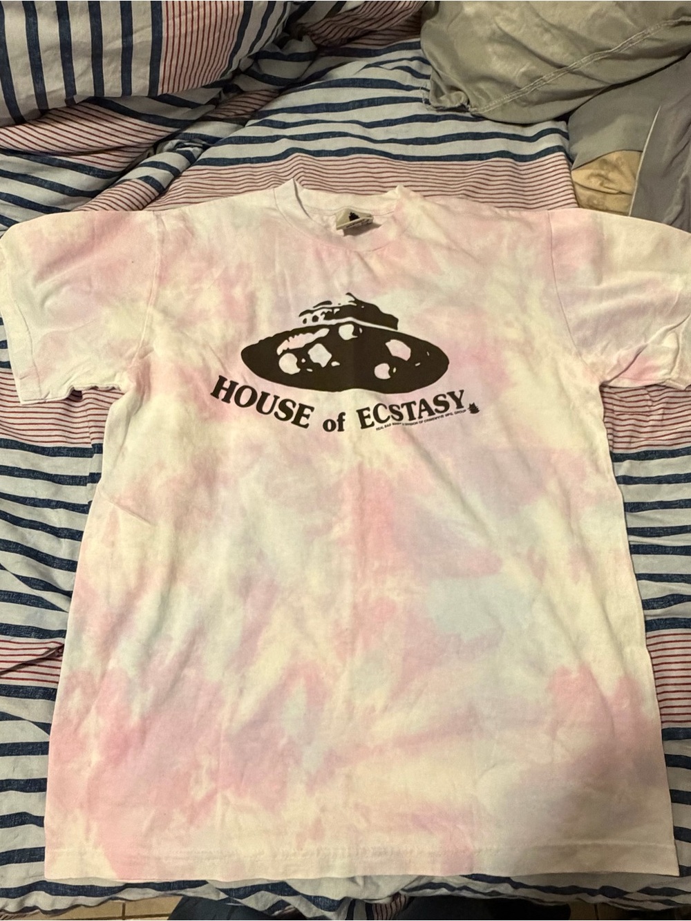 Real Bad Man House of Ecstasy Graphic Tie-Dye Tee - Pink & White